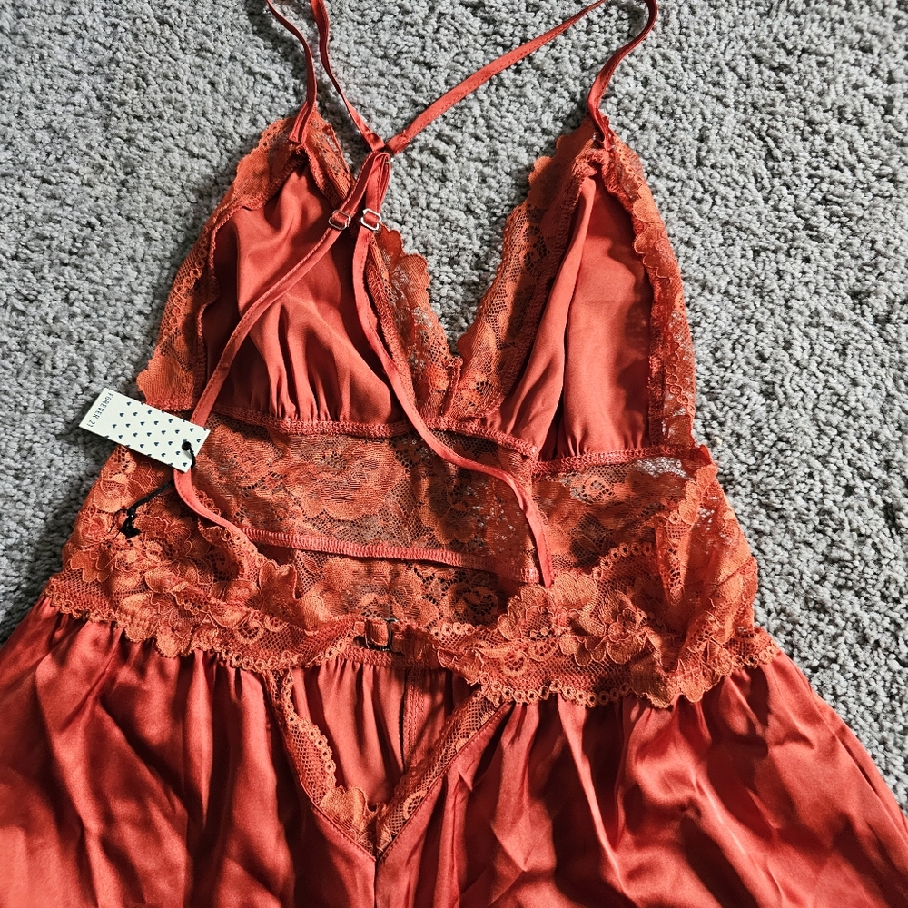 Forever 21 satin lingeire romper sienna small - Picture 5 of 7